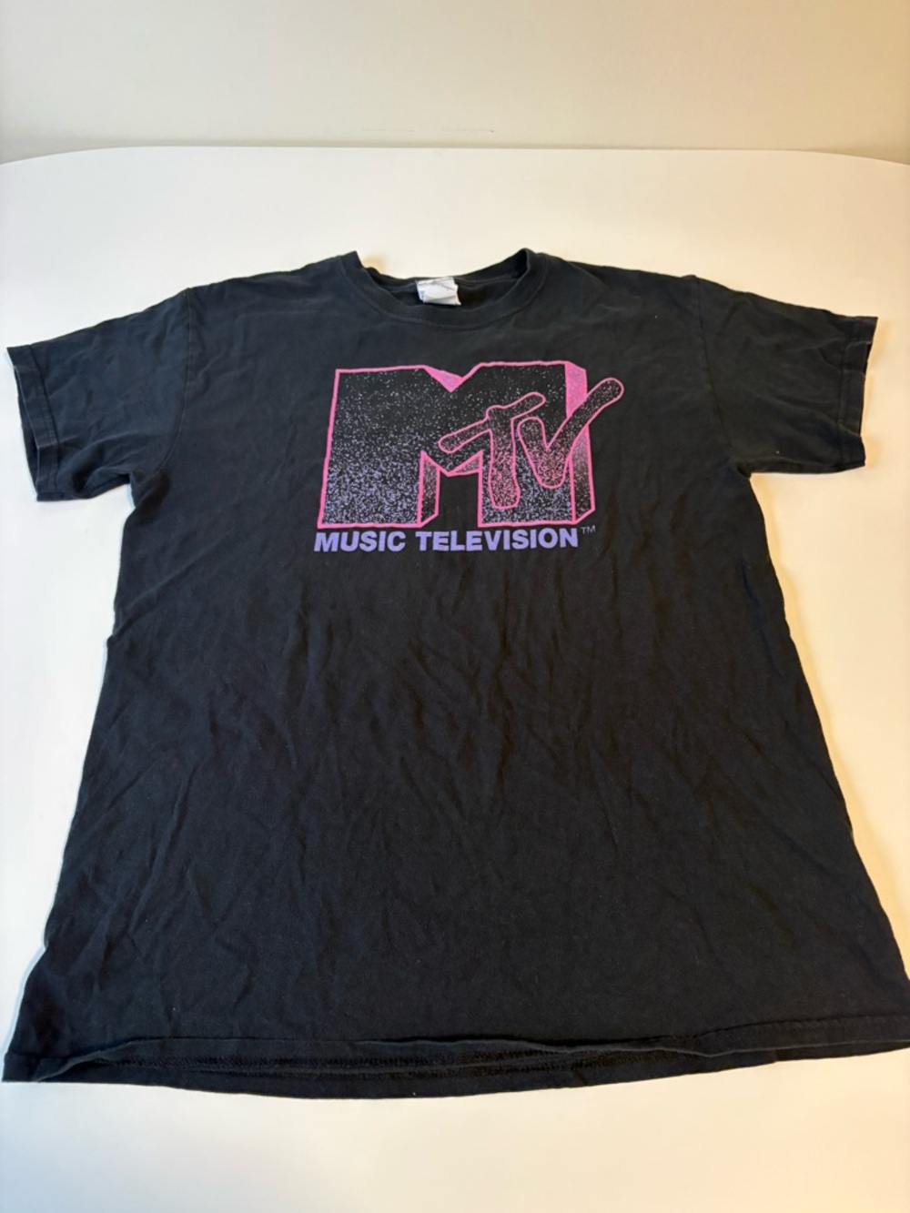 Vintage MTV Music Television Black Logo Tee with Pink Accent